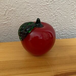 Glass art red apple paperweight